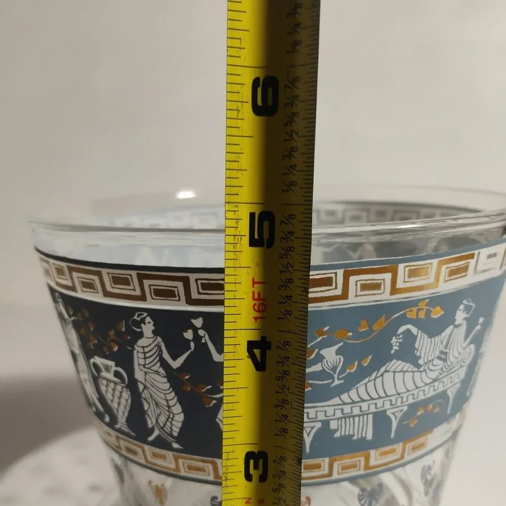 Vintage Cera Glass MCM Etruscan Frieze Glass Bowl Ice Bucket USA Excellent Cond